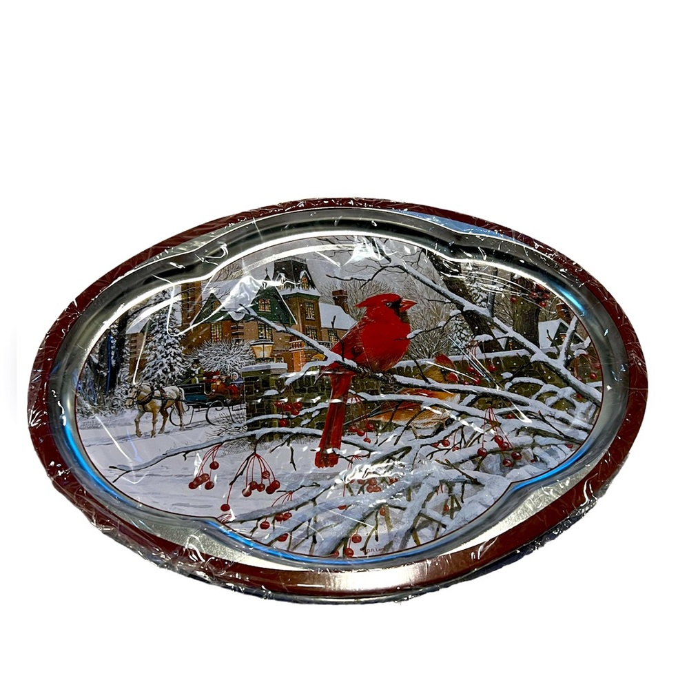 D.R. Laird Christmas Metal Serving Tray painting.  Brand new.
